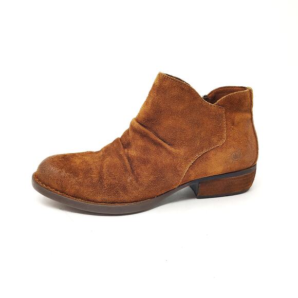 Born Shoes - Born Womens 8.5 Shoes Boots Adalee Brown Leather Suede Ankle Booties Boho Zip